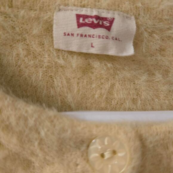 Levi’s Butter Yellow Fuzzy Cropped Cardigan - Picture 2 of 3